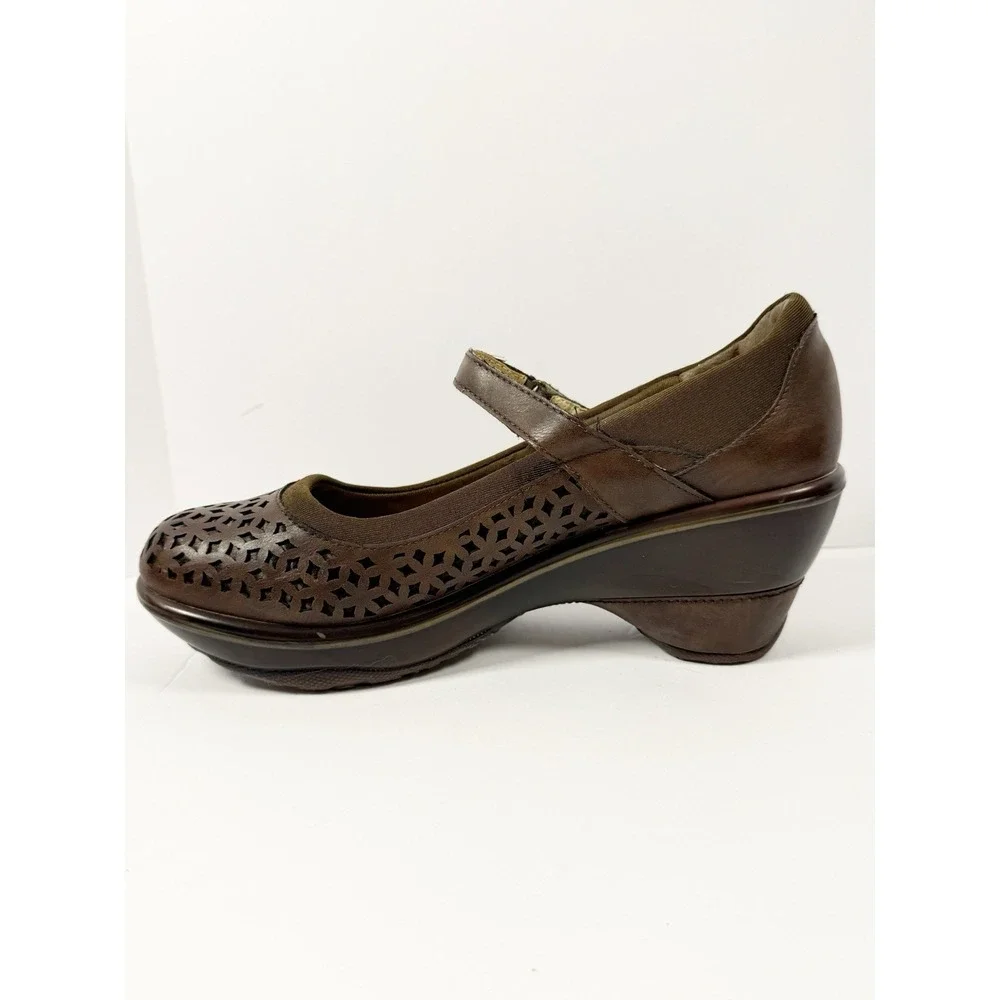 JBU By Jambu Alicante Mary Jane Wedge Heel Clog Buckle Memory Foam Y2K Brown 9M - Picture 10 of 16
